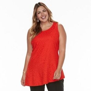 CLEO red lace tank top pull on size M